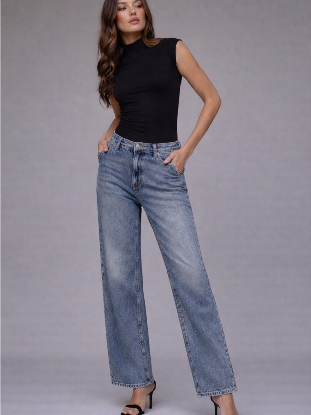 HIDDEN High Rise Straight Leg Jeans 100% Cotton Medium Wash Size 28